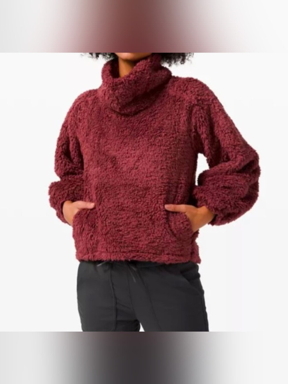Lululemon Warm Restore Sherpa Pullover Burgundy Dark Plum Color Size XL/XXL